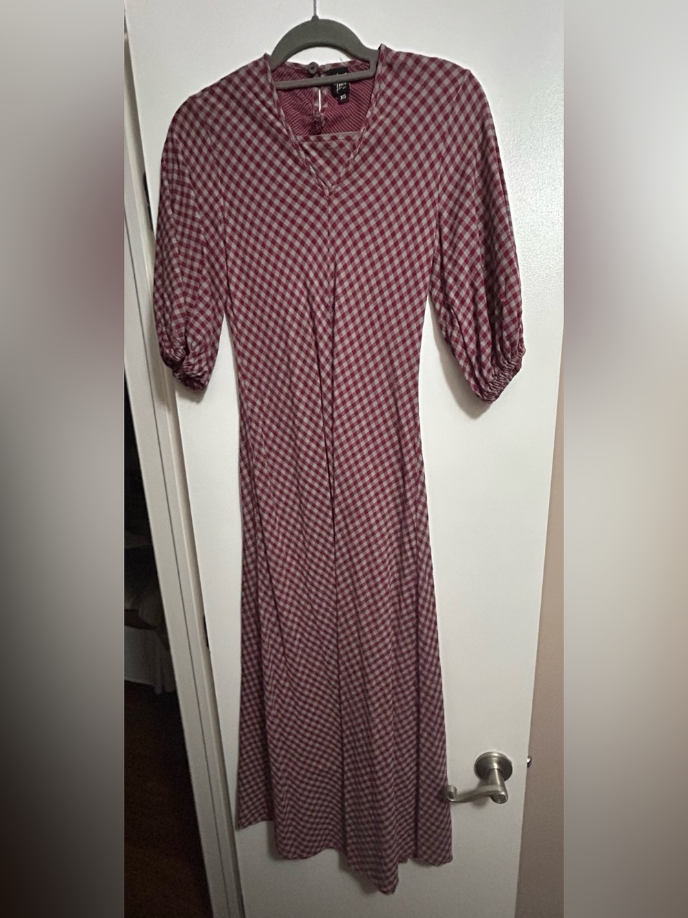 The Frock NYC | Women's Maroon Check Midi Dress